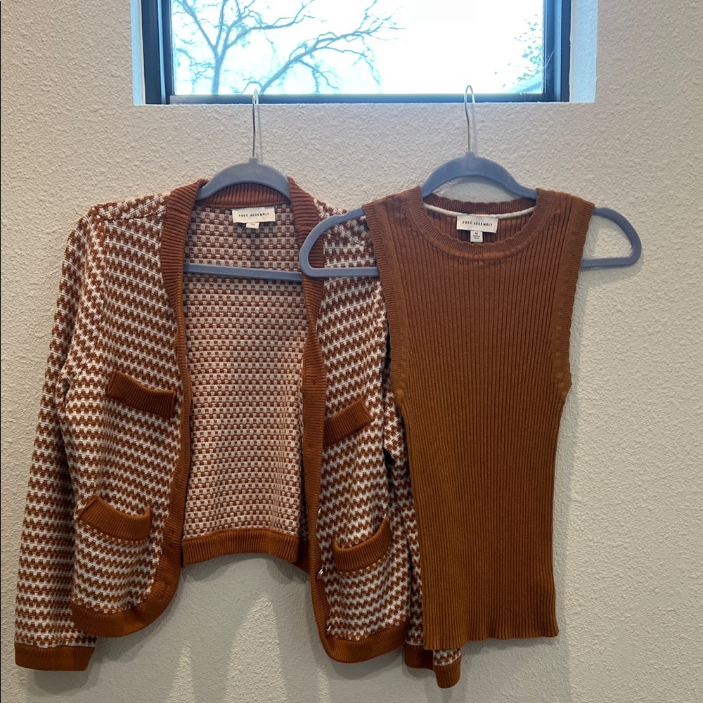 Brown and White Houndstooth Cardigan - Picture 2 of 5